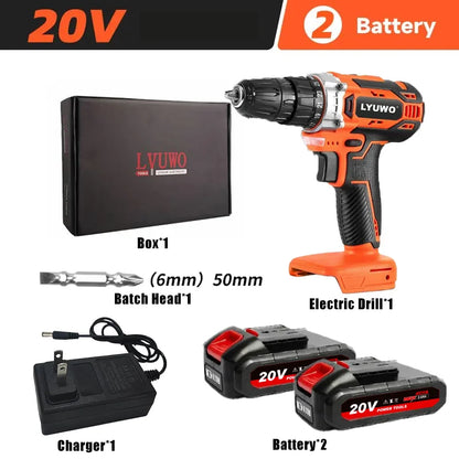 LYUWO 12V/20V Cordless Lithium-Ion Charging Drill – Portable Power Tool