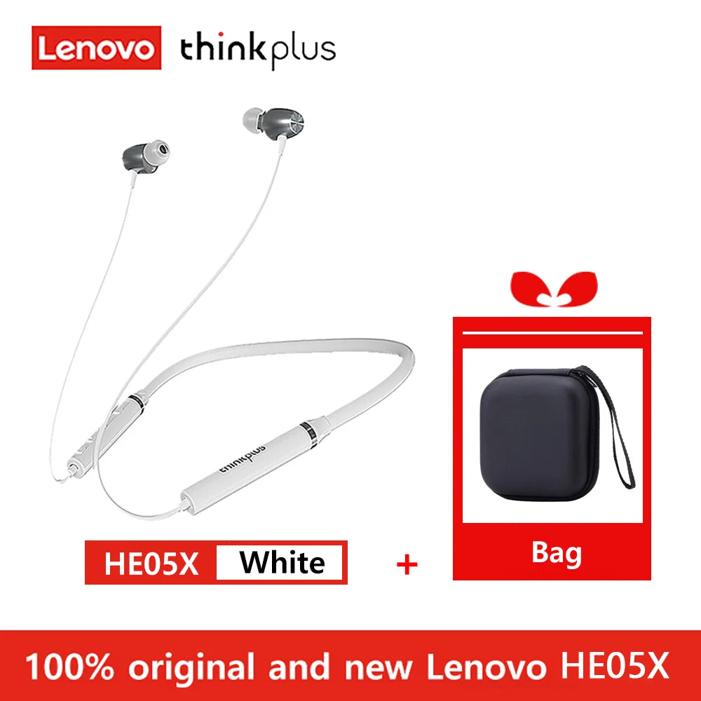 100% Original Lenovo HE05X Bluetooth 5.0 Earphones Waterproof Wireless HIFI Sound Magnetic Neckband X8H Sports