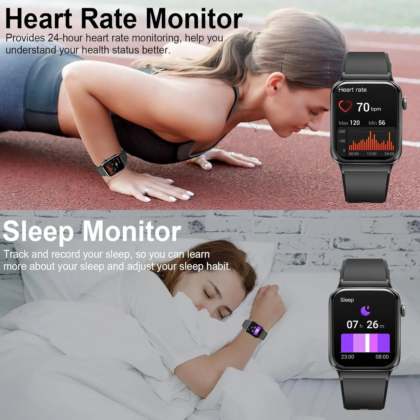 YERSIDA Smartwatch T50S Sport Heart Rate Blood Pressure Oxygen Monitor Waterproof IP68 Voice Assistant For Adult