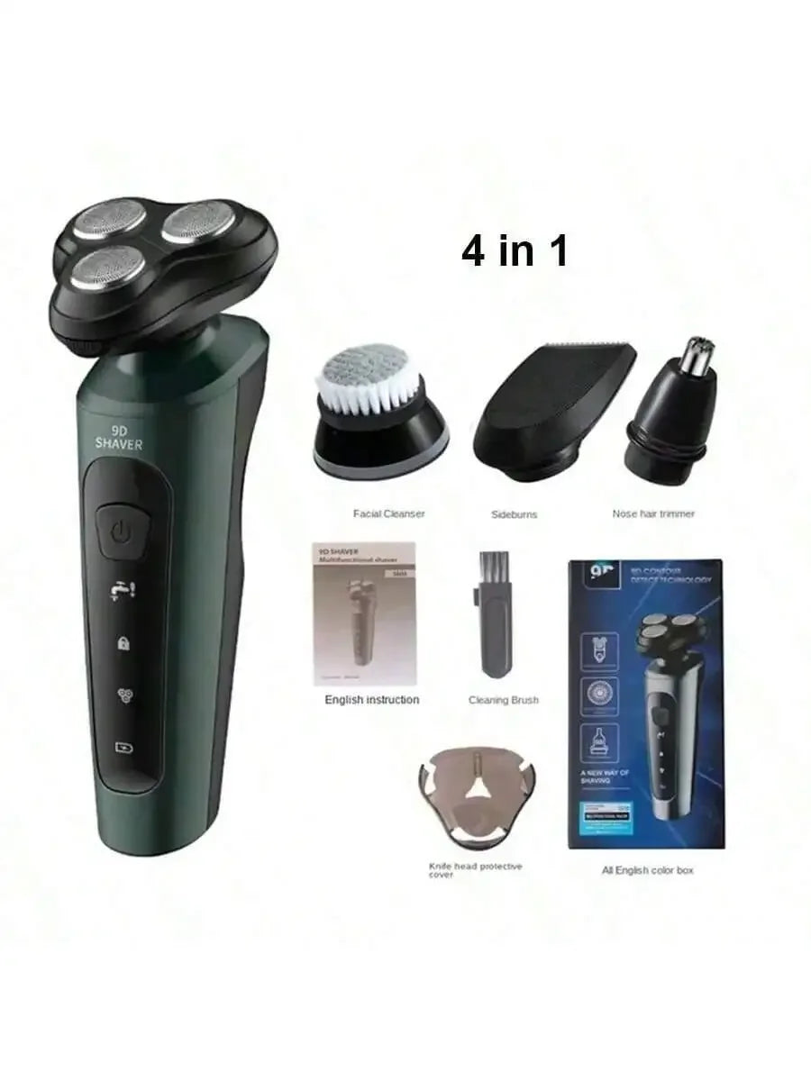 9D Electric Shaver for Men – Waterproof Rechargeable Rotary Razor for Wet & Dry Use