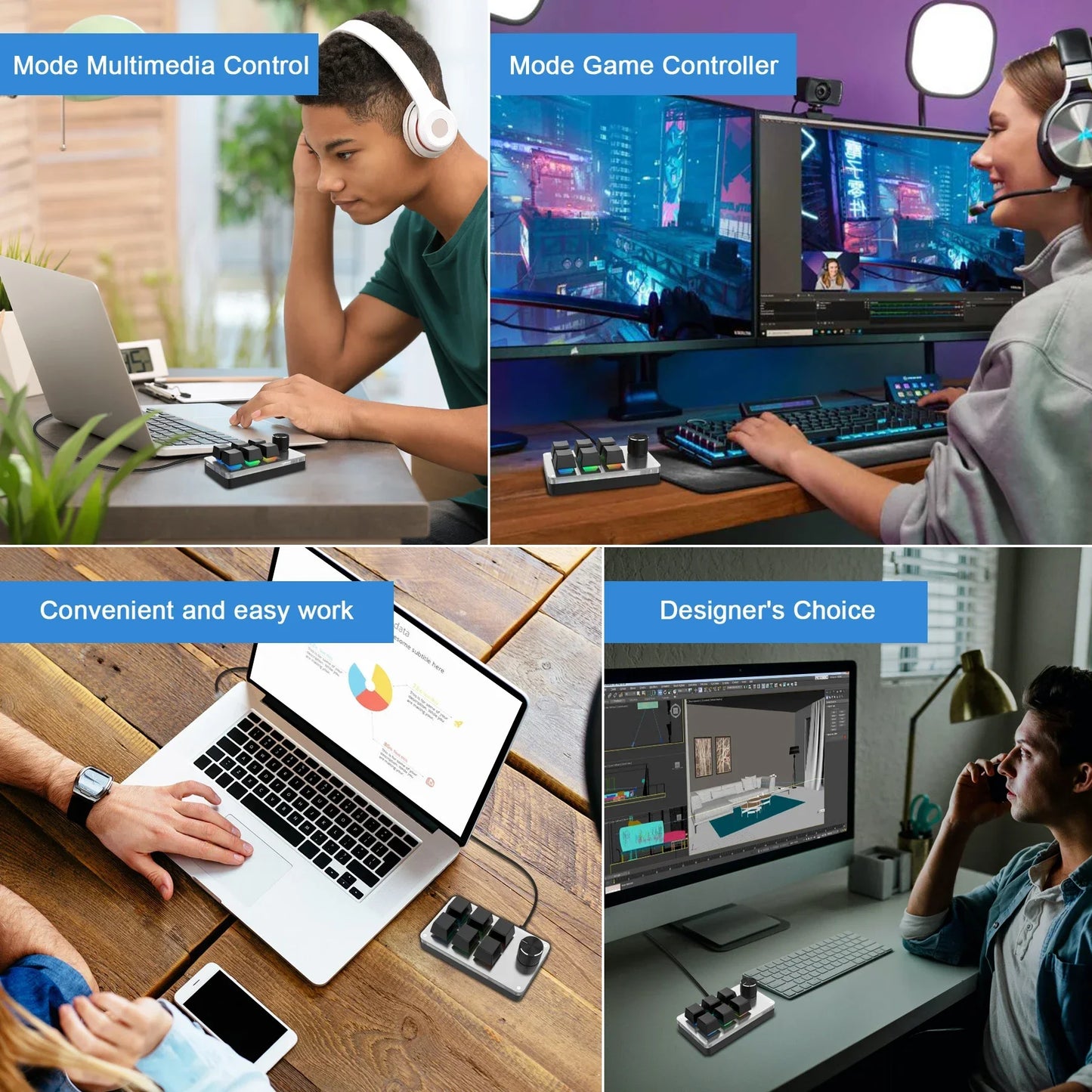 6-Key 1-Knob RGB Macro Pad – USB Mini Mechanical Keyboard for Photoshop & Gaming