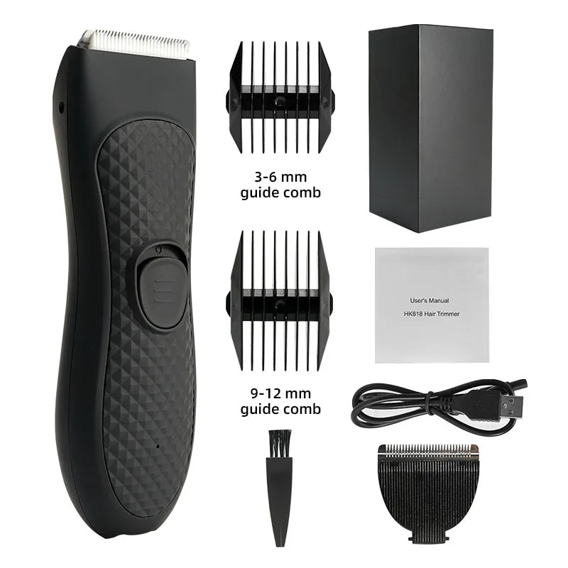 Cordless Waterproof Groin Hair Trimmer – Personal Electric Body Shaver for Men