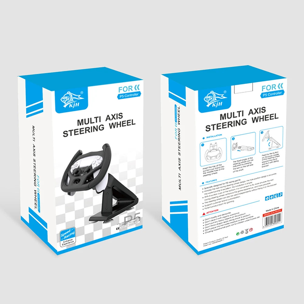 PS5 Multi-Axis Gaming Steering Wheel with Bracket – Racing Game Handle Holder