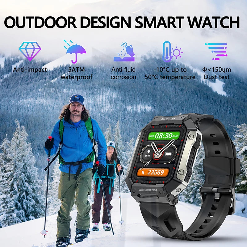 2025 New Outdoor Smart Watch Waterproof Blood Pressure Oxygen Heart Rate Health Fitness Monitor Men Women Sports