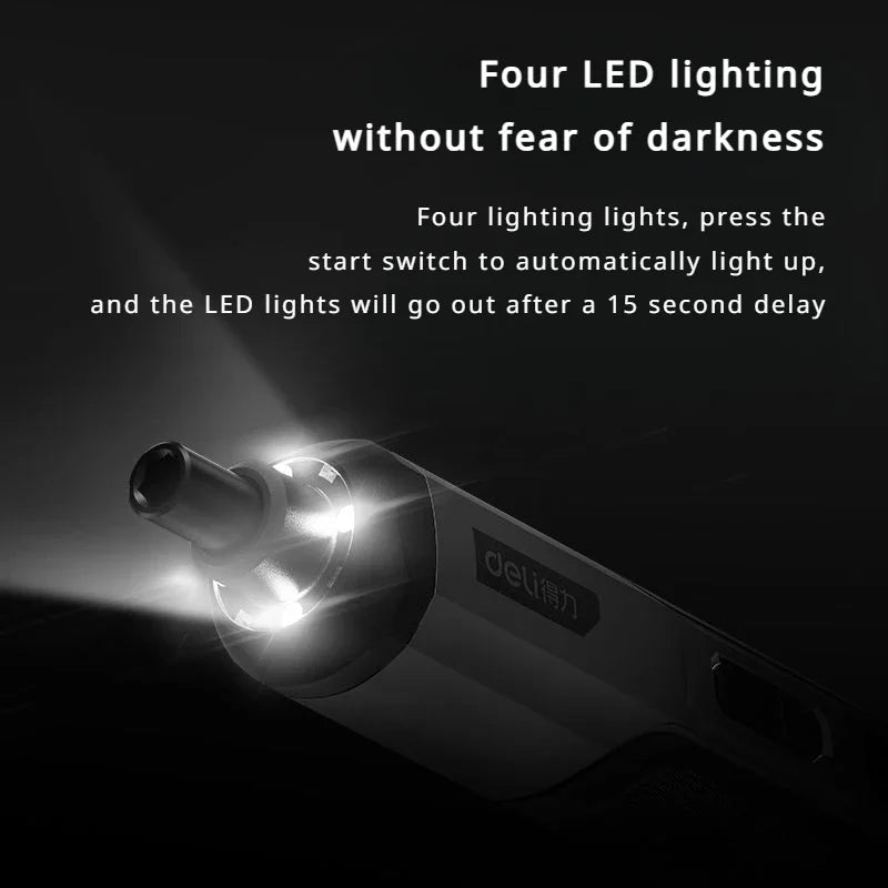 Deli Electric Screwdriver 3-Speed Large Torque Cordless 2000mAh Battery Drill 4V Power Tools Set