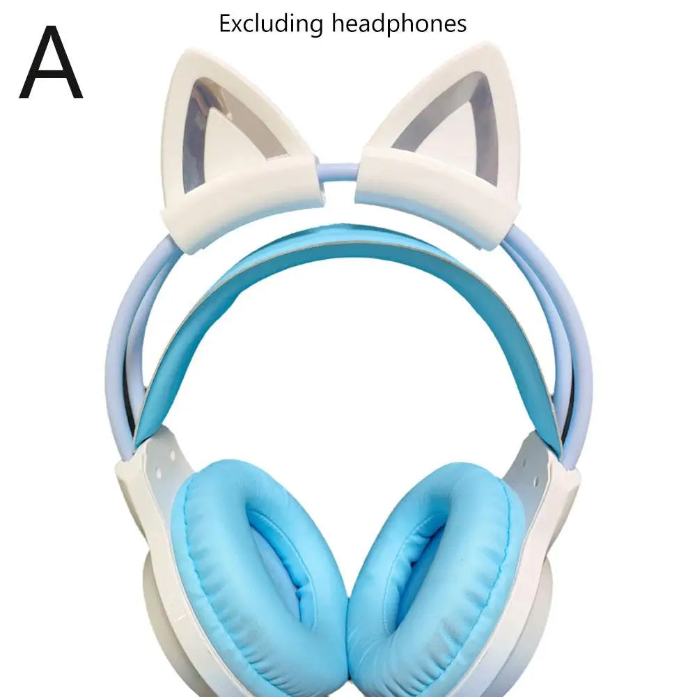 Pink Silicone Cat Ears For Headphones Black Wireless Wired Headset Gamer Cute Ears Lovely Kids Girls Helmet Gaming Accessories ﻿