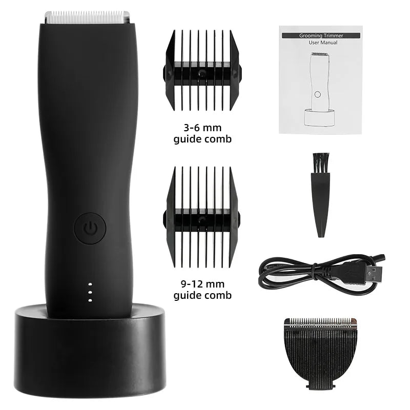 Cordless Waterproof Groin Hair Trimmer – Personal Electric Body Shaver for Men