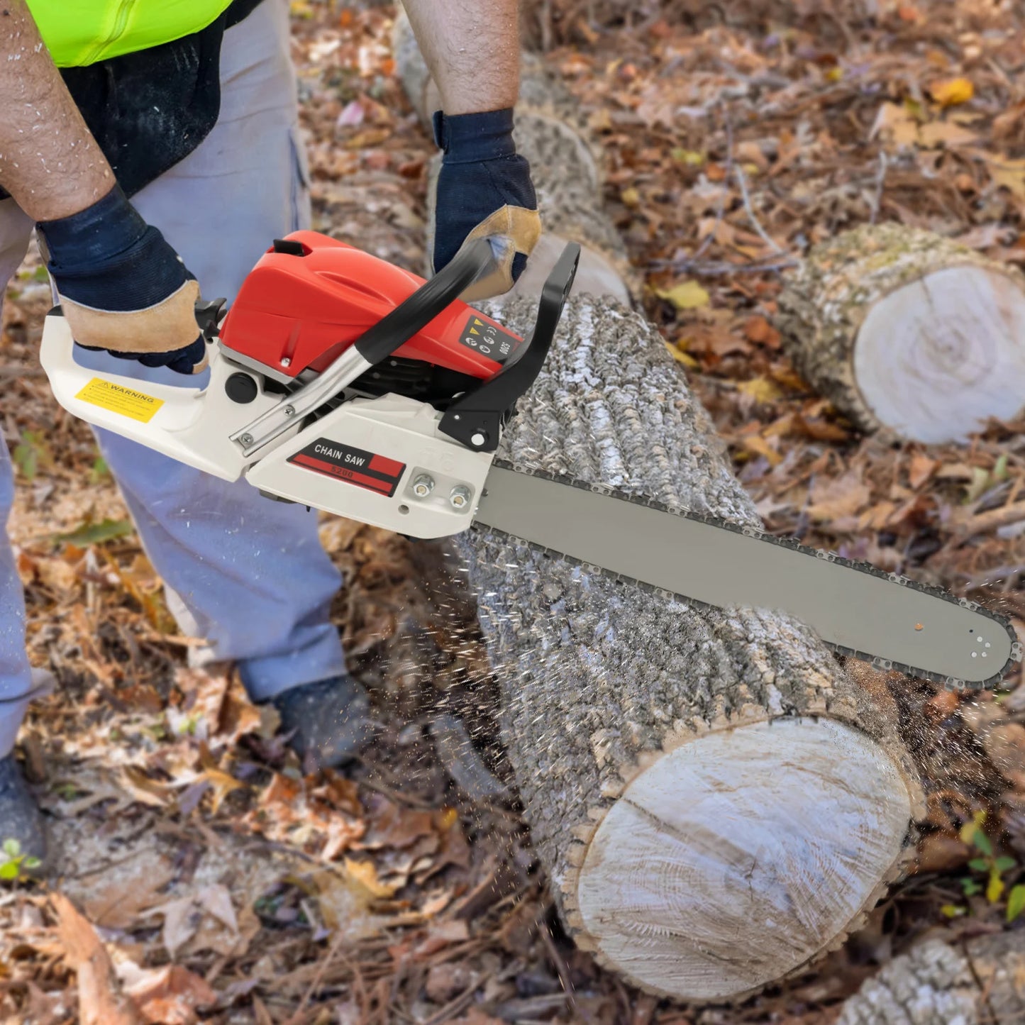 52cc Gasoline Chainsaw with 20" Bar & Tool Bag – 7500RPM Heavy-Duty Cutter