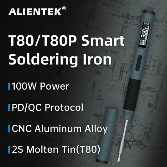 ALIENTEK T80 T80P Soldering Iron Adjustable Temperature Tool DC 20V 80-450℃ Precision Repair Station PD 100W Portable Heat Tool