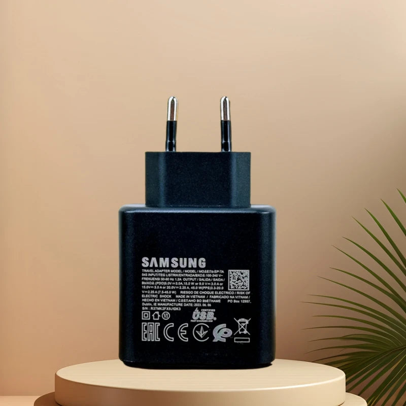 SAMSUNG 45W PD Super Fast Charger EU/US/UK Plug For Galaxy S24 S23 Note20 Ultra 10 Plus A55 A53 A54 F56 F55 A36 & 5A USB C Cable