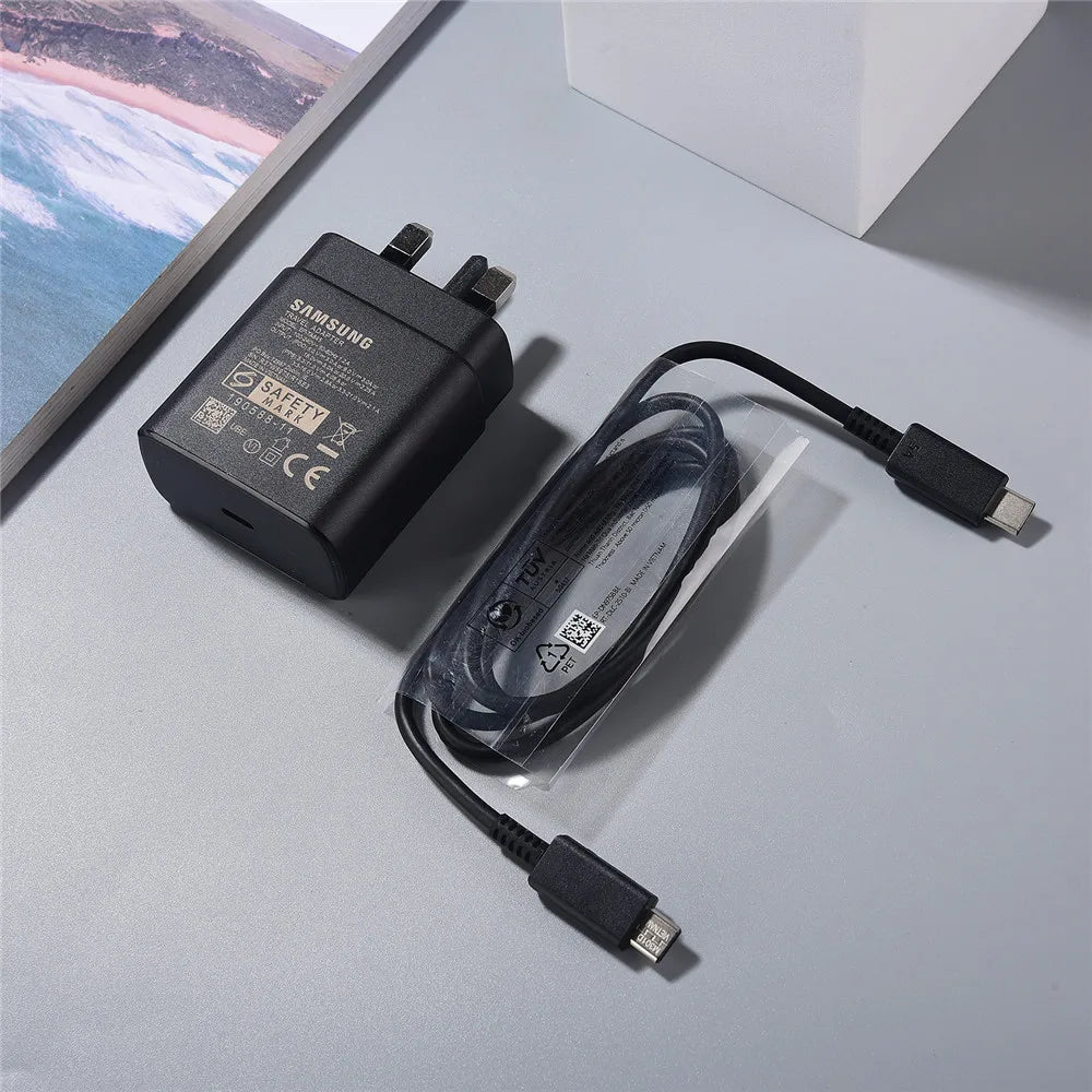 SAMSUNG 45W PD Super Fast Charger EU/US/UK Plug For Galaxy S24 S23 Note20 Ultra 10 Plus A55 A53 A54 F56 F55 A36 & 5A USB C Cable