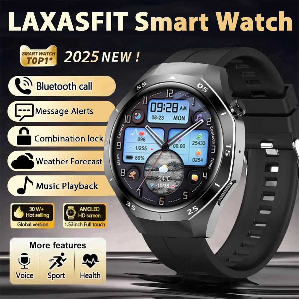 LAXASFIT 2025 New Smart Watch Men's 1.52 HD Screen Bluetooth Talk Heart Rate Monitor Men Women NFC Outdoor Sports