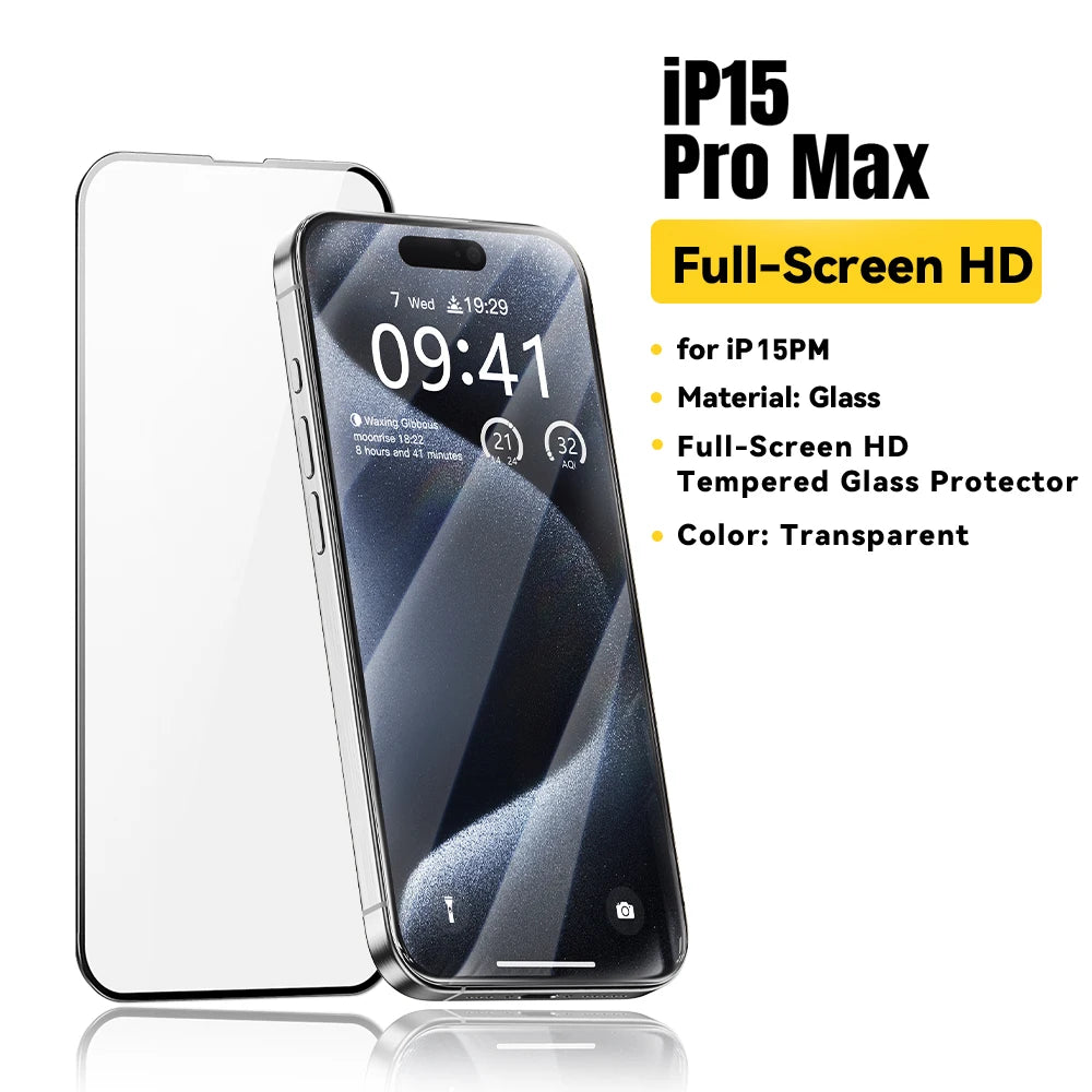 Essager Screen Protector for iPhone 16 15 14 13 Pro Max Plus 2Pcs HD Drop-proof And Dust-proof Tempered Glass Film Transparent