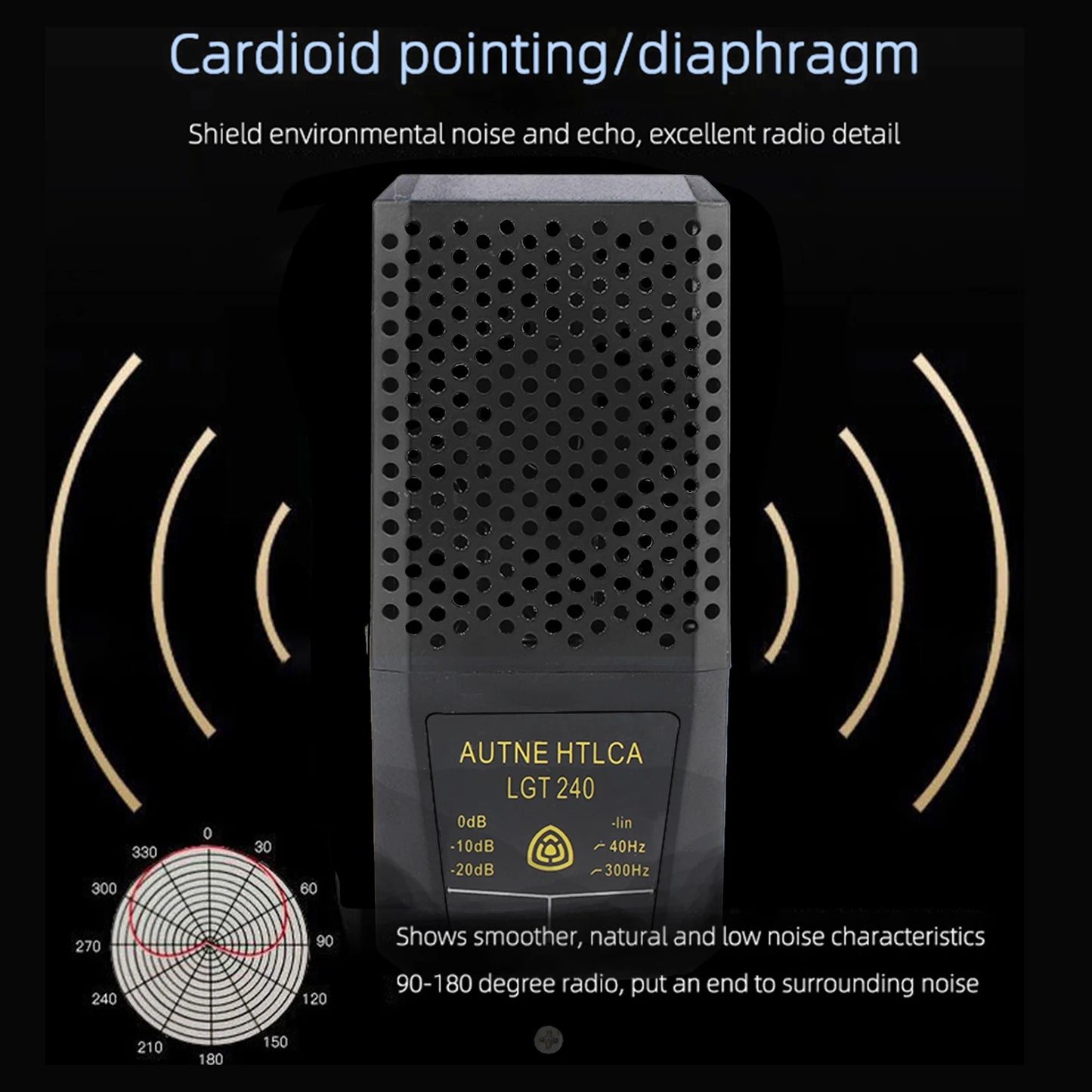 LGT240 Professional Condenser Microphone – Large Diaphragm Mic for PC & Mobile, Live Streaming & K-Song