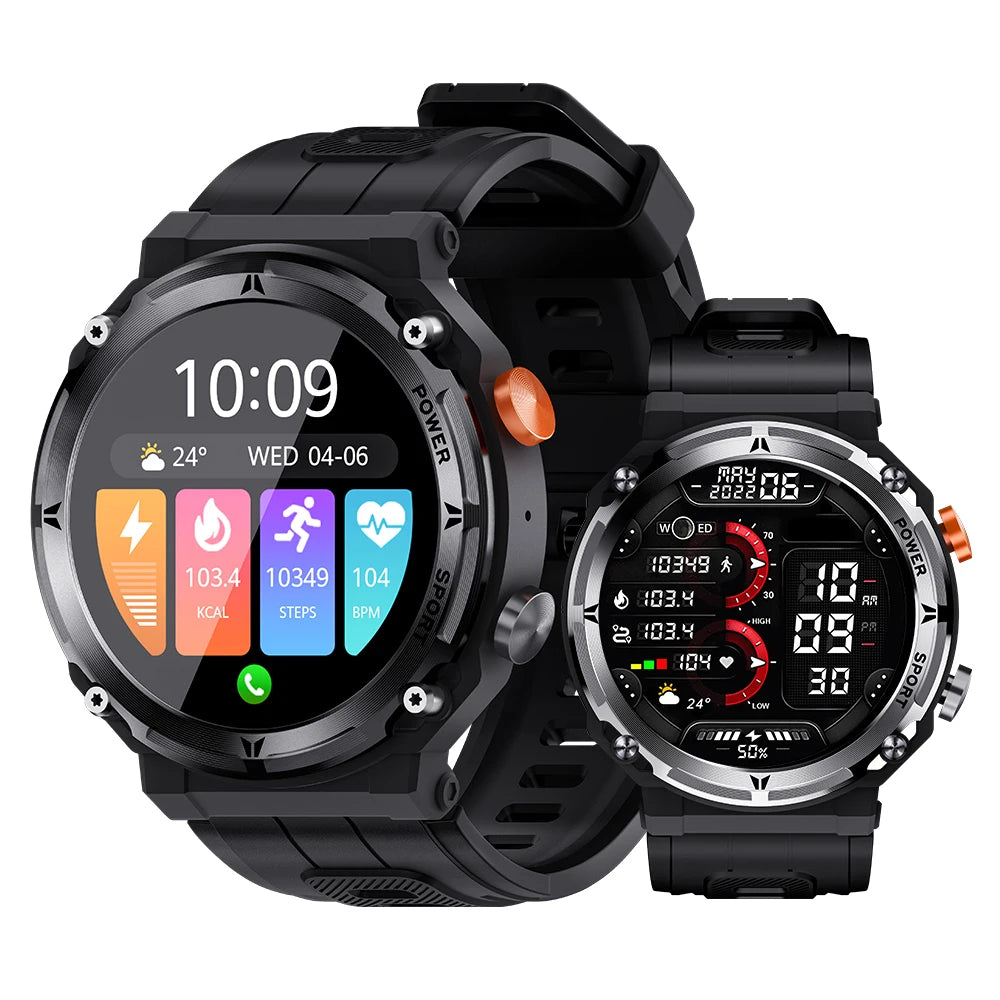 Outdoor Military Smartwatch Bluetooth Call Fitness Sports 3ATM Waterproof for Men Women Xiaomi Android 2025
