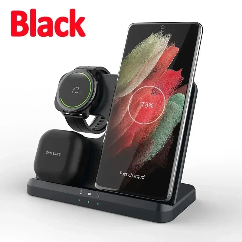 3 In 1 Wireless Charger Stand Fast Charging Dock Station for Samsung Z Fold 3 S23 S22 Galaxy Watch 3 4 5Active 2 S3 S4 Buds