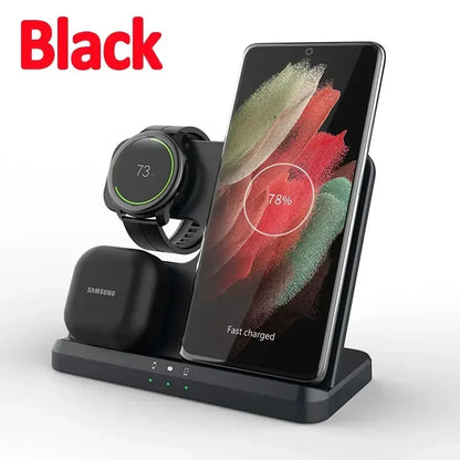 3 In 1 Wireless Charger Stand Fast Charging Dock Station for Samsung Z Fold 3 S23 S22 Galaxy Watch 3 4 5Active 2 S3 S4 Buds