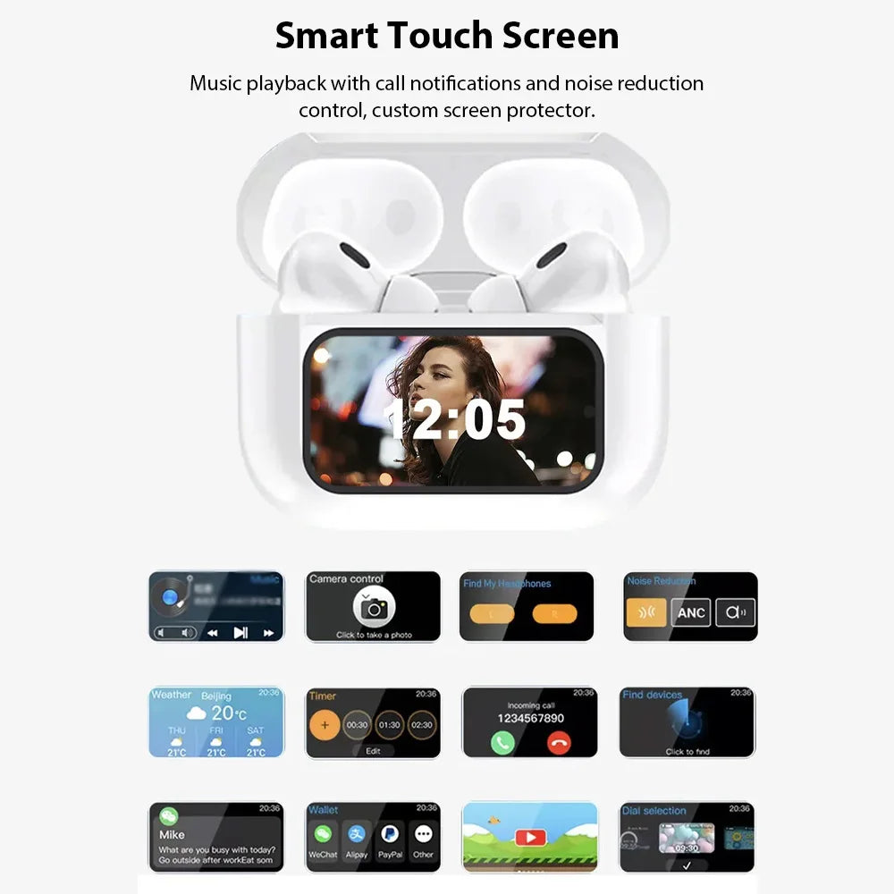 New Wireless Bluetooth Earphones A9pro In-Ear Noise-Cancelling Headphones with Smart Screen Ultra-Long Battery Life Sport Earbud