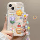 Korean 3D Bear Hang Phone Chain Lanyard Clear Soft Phone Case For iPhone 17 Air 16 15 14 Pro Max 11 13 12 Mini Plus Cute Cover