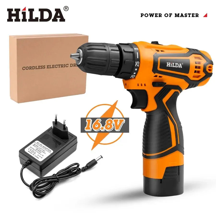 HILDA 12V 16.8V 21V  Drill Electric Screwdriver Mini Wireless Power Driver DC Lithium-Ion Battery Power Tools