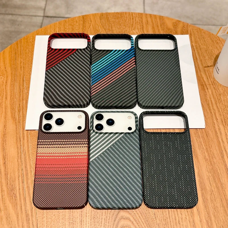 For Magsafe Magnetic Wireless Charging Luxury Solid Color Carbon Fiber Phone Case For iPhone 17 Pro Max Air Bumper Back