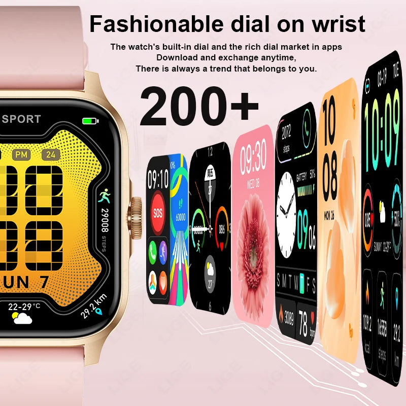 LIGE New 2025 With Flashlight Waterproof Smartwatch Men Bluetooth Calling  Women Multiple Sports Modes Man