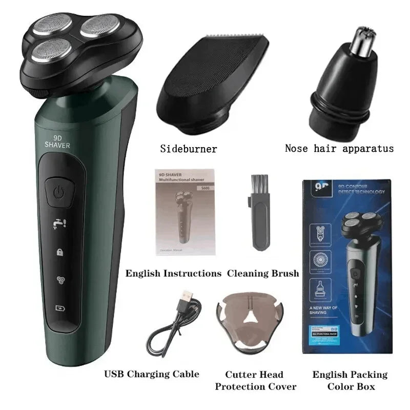 9D Electric Shaver for Men – USB Rechargeable 4-in-1 High-Power Razor