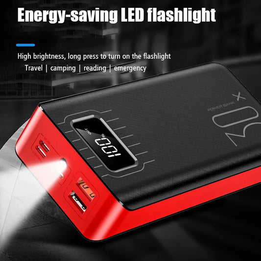 30000mAh/40000mAh PowerBank External Battery 2 USB LED 30000mAh Type-c For OnePlus Xiaomi