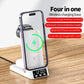 30W 4 in 1 Quick Wireless Charger Dock Alarm Clock Phone Stand For iPhone Samsung Xiaomi Apple Watch 10-2 AirPods Pro2/1 Buds3/2