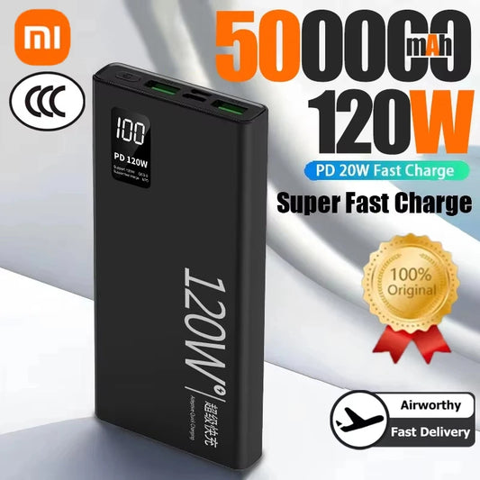 Xiaomi 120W Power Bank 50000mAh High Capacity Fast Charging Portable Battery Charger For iPhone Samsung Huawei Universal