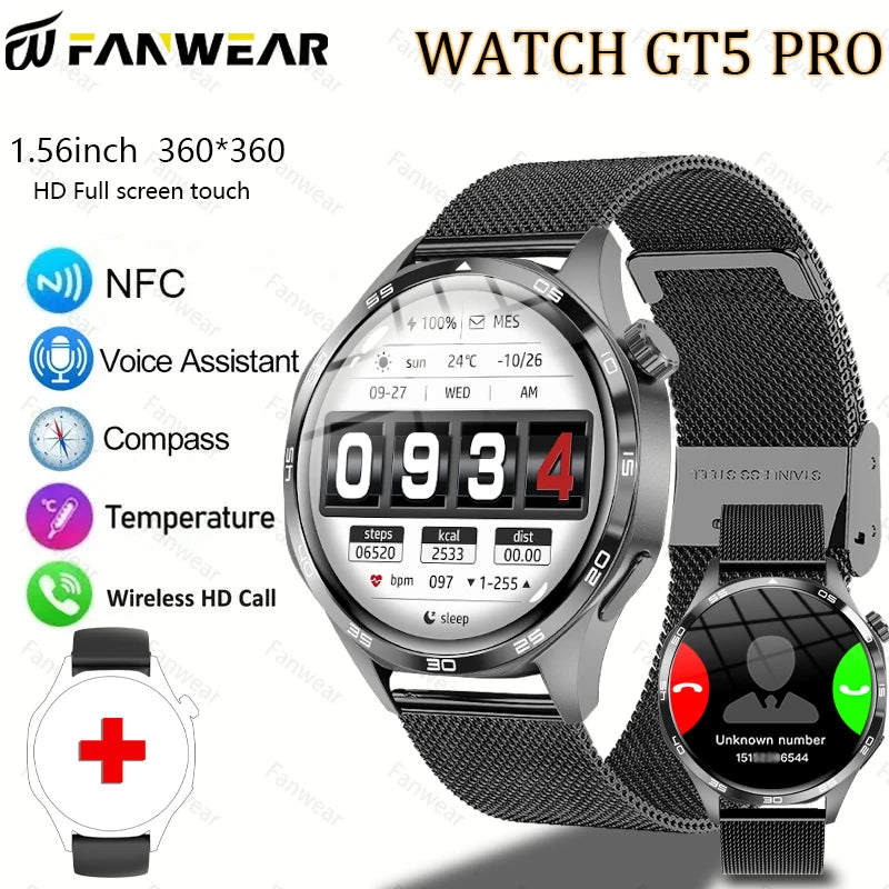 For Huawei WATCH GT5pro 2025 new men's watch Bluetooth call AI voice 100+ sports mode ip68 waterproof heart rate monitoring NFC