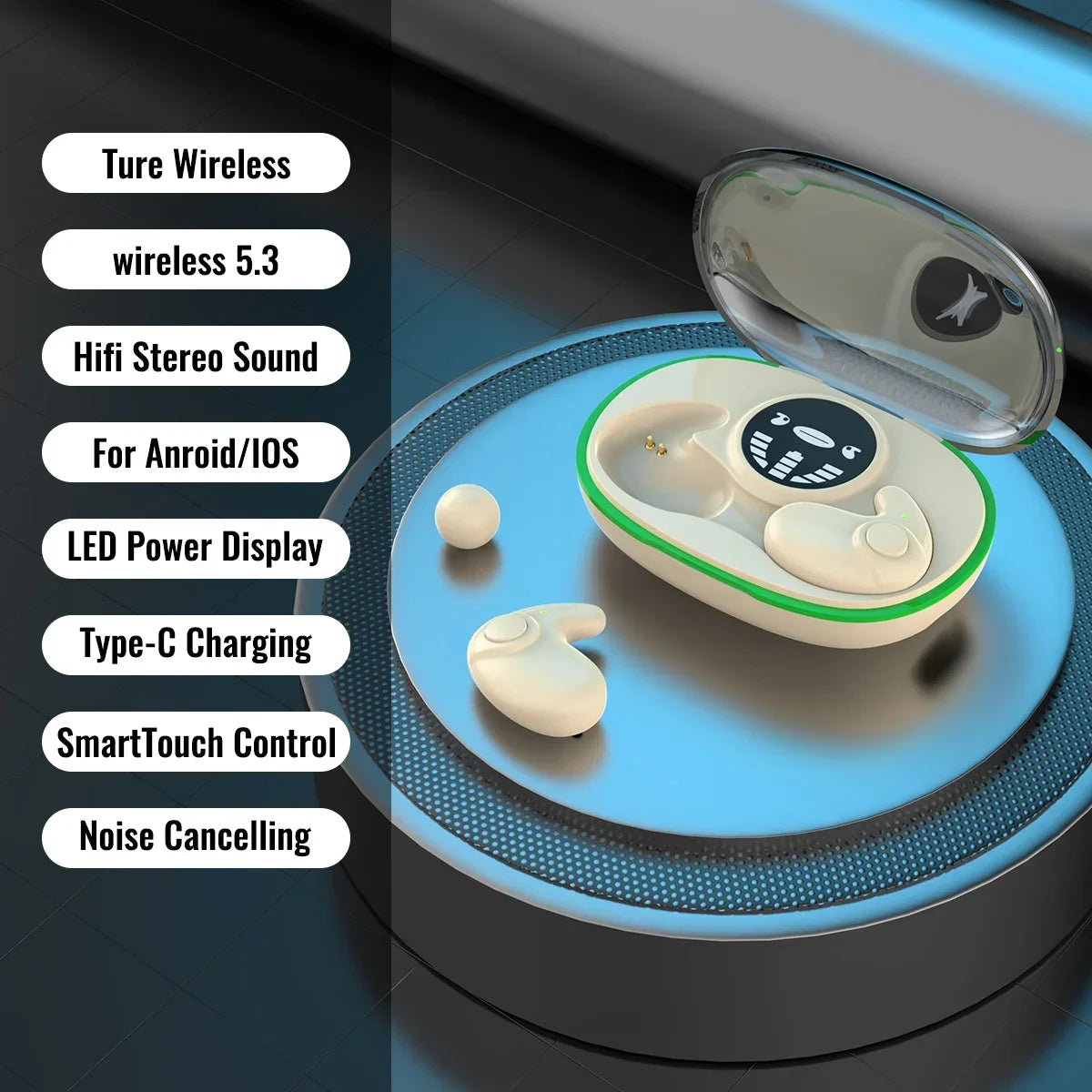 Invisible Sleep Wireless Earphone TWS Bluetooth 5.3 Hidden IPX5 Waterproof Noise Reduction Sports