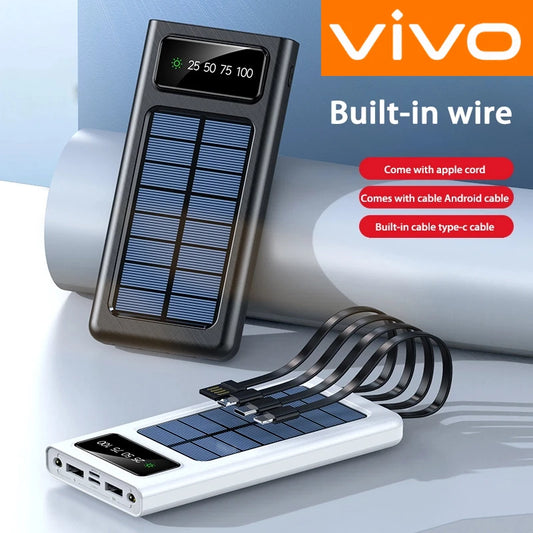 VIVO 200000mAh Solar Power Bank 3C Certification 4-in-1 Ultra Capacity LED Light Outdoor Charger Fast Charging External Battery