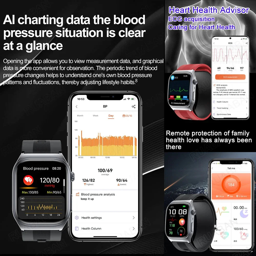 For huawei Smart Watch Men Air Pump Airbag 2025 New Ture Accurate Measure Blood Pressure health Waterproof Fitness Sport