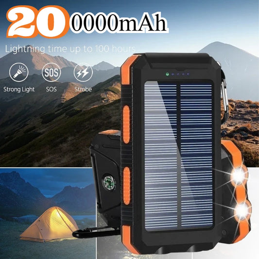 200000mAh Large Capacity Solar Power Bank Fast Charging Portable External Battery  for IPhone Samsun Xiaomi