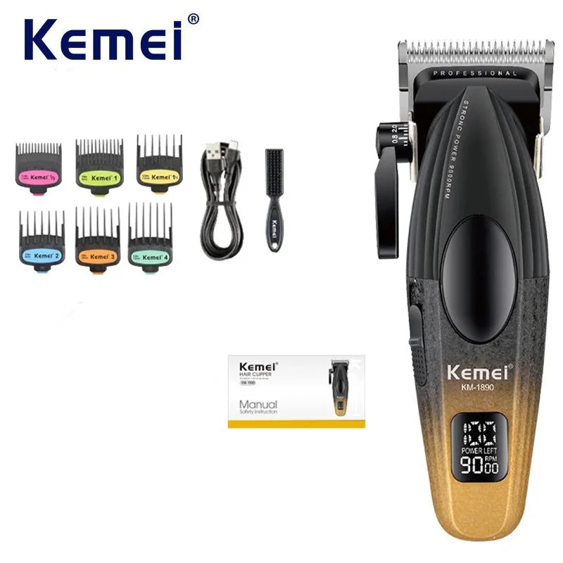 Kemei Professional Barber Clipper – Cordless, Metal Body, 9000RPM