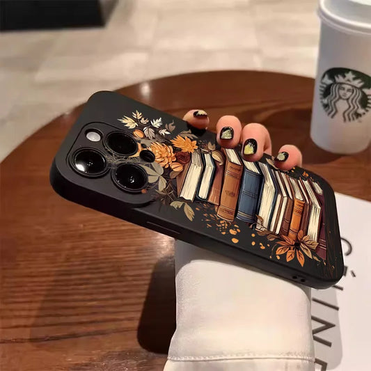 Creative Beautiful Book Pattern Phone Case For iPhone 11 12 13 14 15 16 17 Air Pro Max 16E 7 8 Plus X XR XS SE2 Shockproof