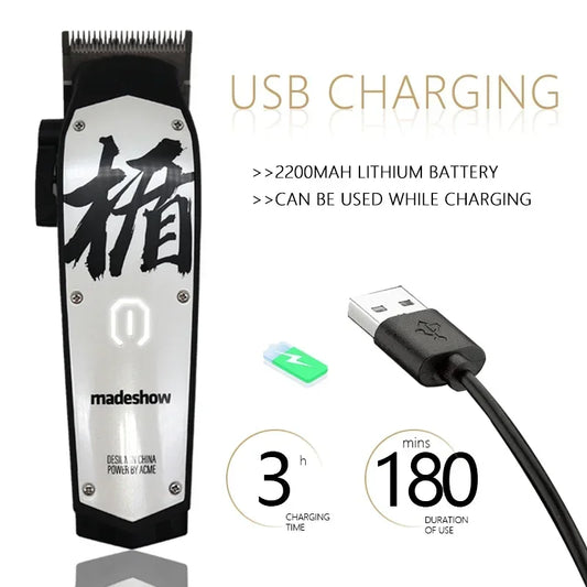 Madeshow M10/M11 Professional Hair Clipper – Titanium Ceramic Blade, 7000RPM Salon Trimmer