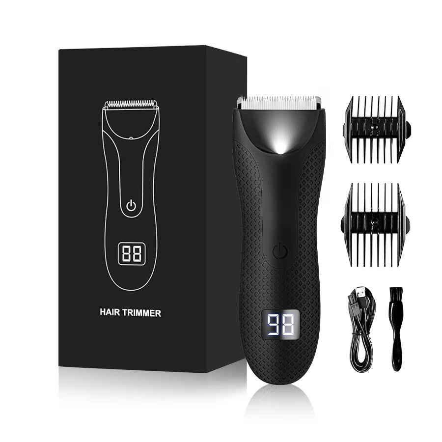 Cordless Waterproof Groin Hair Trimmer – Personal Electric Body Shaver for Men