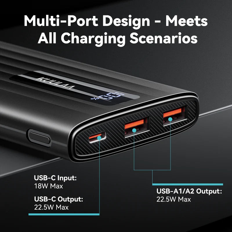 KUULAA Power Bank 10000mAh 22.5W PD Fast Charging Portable Charger External Battery for iPhone 15 14 13 Samsung Huawei