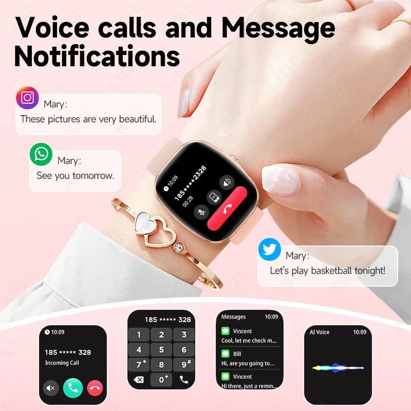 LIGE 2025 Men Smart Watch Women Health Monitor Bluetooth Call Sports Fitness Waterproof Physical Health Ladies Gifts