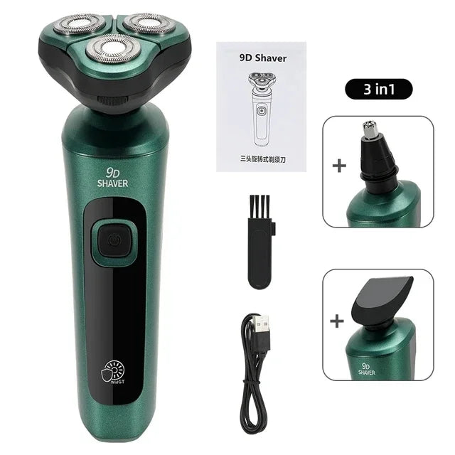 Smart Electric Shaver – LCD Display 3-Head Floating USB Rechargeable Razor