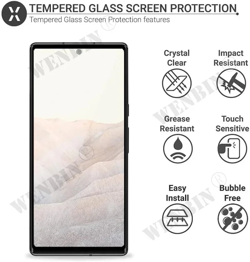 3 Pcs Tempered Glass For Google Pixel 10 9 8 7 6 Pro XL 7A 5A 3 XL Curved Full Cover Screen Protector