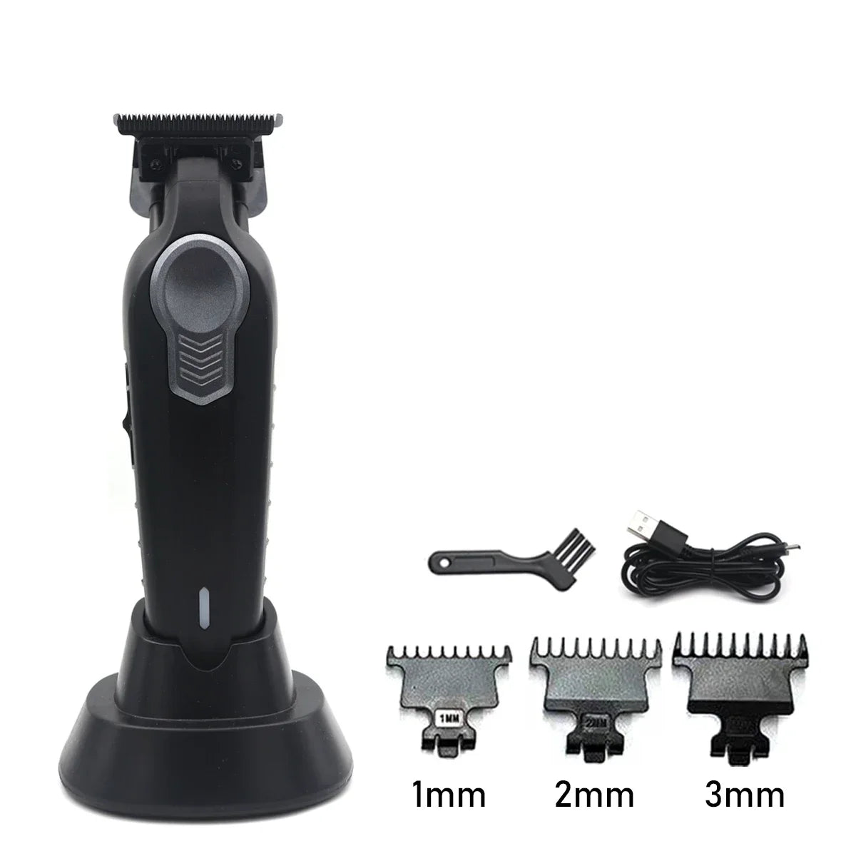 Professional T-Blade Hair Trimmer – USB Charging Base, DLC Blade, Beard & Hair Cutter