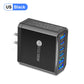 55W PD USB Charger 6 Ports Fast Charging Travel For iPhone Samsung Huawei Xiaomi Mobile Phone Quick 3.0