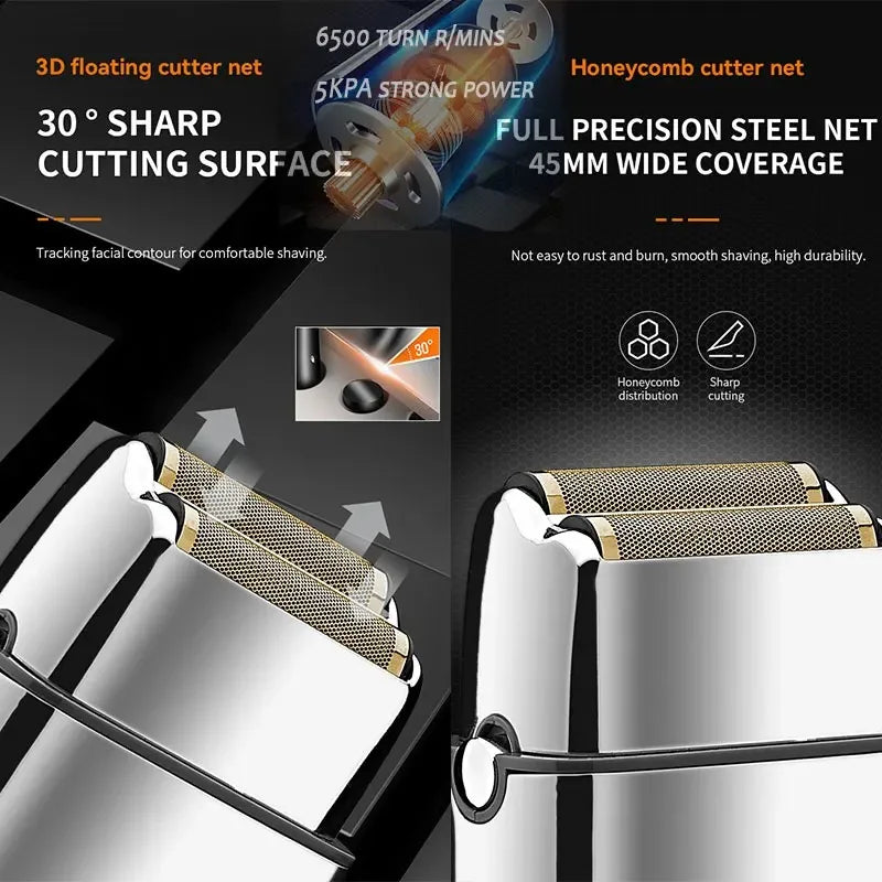 Kemei TX5 Pro Metal Electric Shaver – Rechargeable Barber Hair Clipper for Men