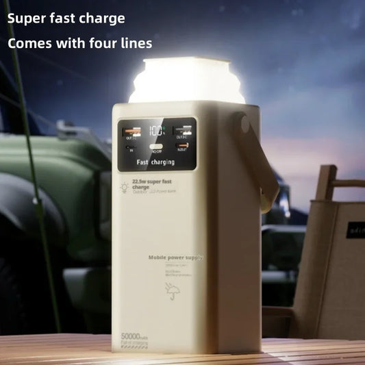 With Built-in Cable Powerbank 50000mah Camping Light Portable Outdoor Emergency Smartphone