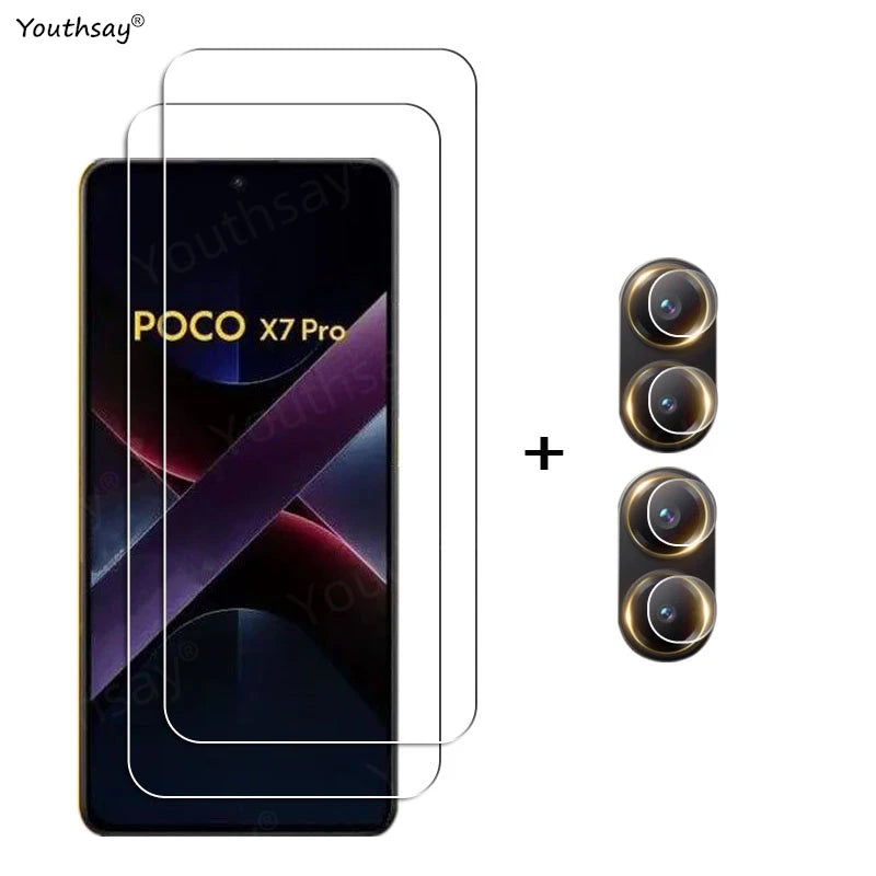 Full Gule Glass For Poco X7 Pro Tempered Glass Poco X7 Pro Screen Protector HD Protective Phone Camera Lens Film Poco X7 Pro