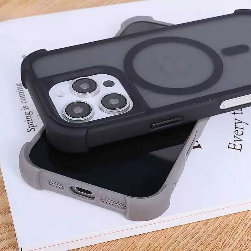 Magnetic Luxury Matte Fall prevention  Armor Shockproof Case For iPhone 15 14 13 12 16 Pro Max Wireless Charge For Magsafe