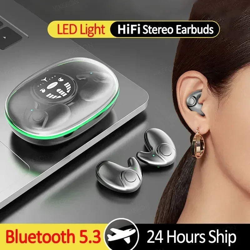 Invisible Sleep Wireless Earphone TWS Bluetooth 5.3 Hidden IPX5 Waterproof Noise Reduction Sports